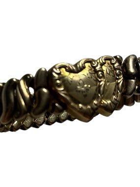 VTG WWII Sweetheart Expansion Bracelet Rare Double Twin Heart Gold Filled 1940s